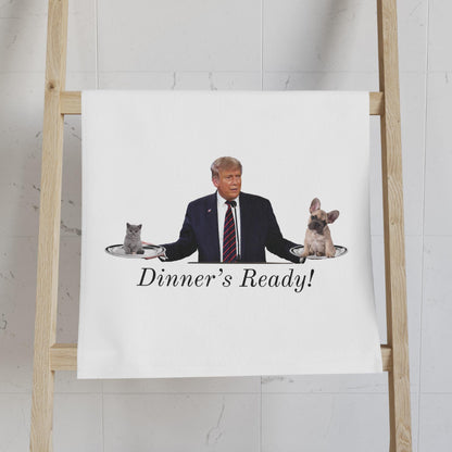 Trump-Themed Kitchen Hand Towel: "They're Eating the Cats & Dogs" | Funny Springfield Quote | Soft Cotton Back | 16x28 Inches