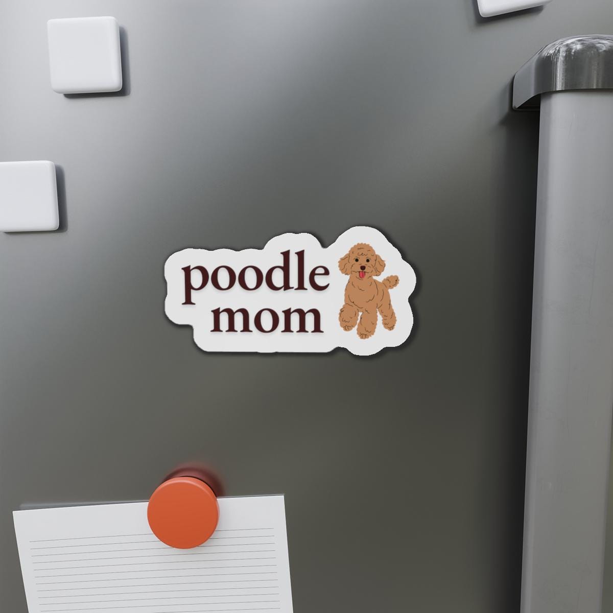 Whimsical Poodle Mom Die-Cut Magnets, Dog Lover Gifts, Refrigerator Magnet, Fun Pet Decor, Poodle Owner Present