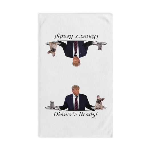 Trump-Themed Kitchen Hand Towel: "They're Eating the Cats & Dogs" | Funny Springfield Quote | Soft Cotton Back | 16x28 Inches